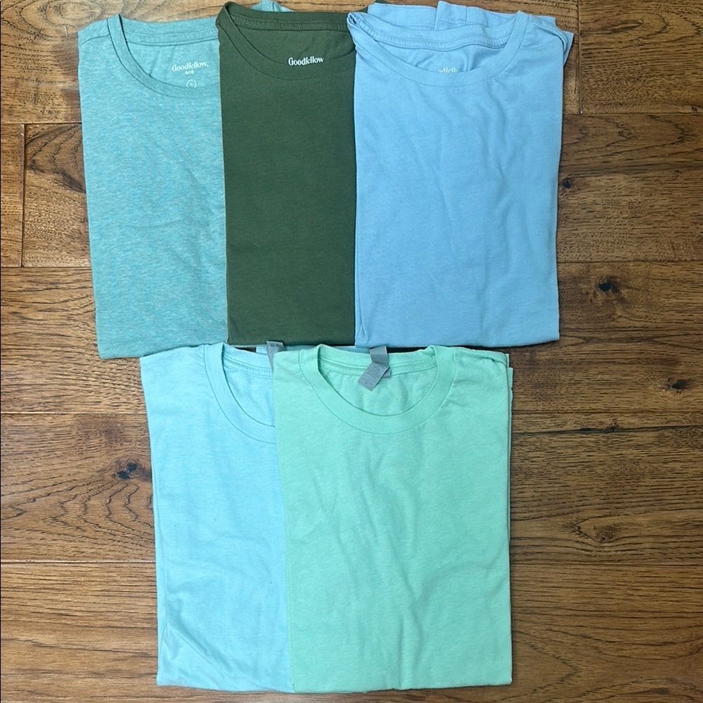 Goodfellow & Co & Next Level Blues/Greens Short Sleeve Tees, Small